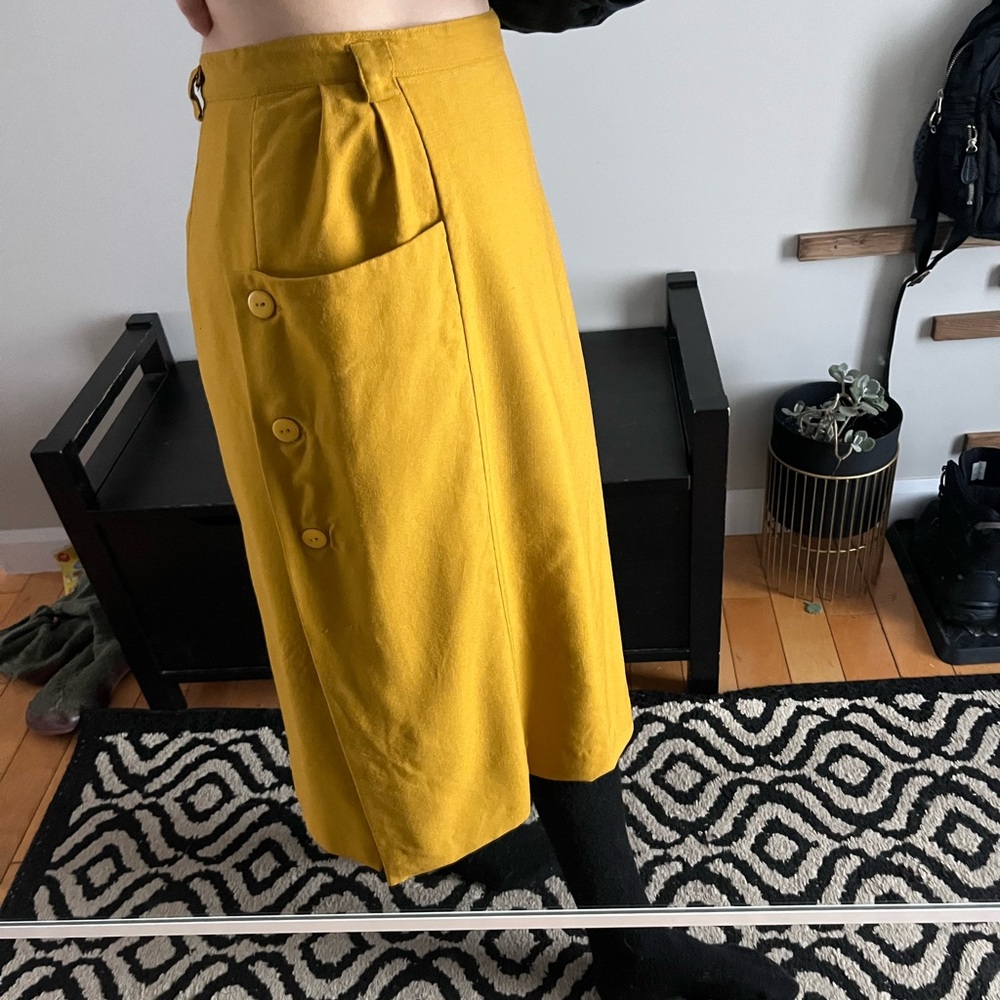 Yellow Knee-Length wool Pencil Skirt
